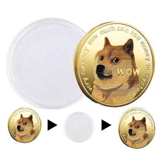 Dogecoin 24k Gold Plated Cryptocurrency Commemorative Collector for Decoration