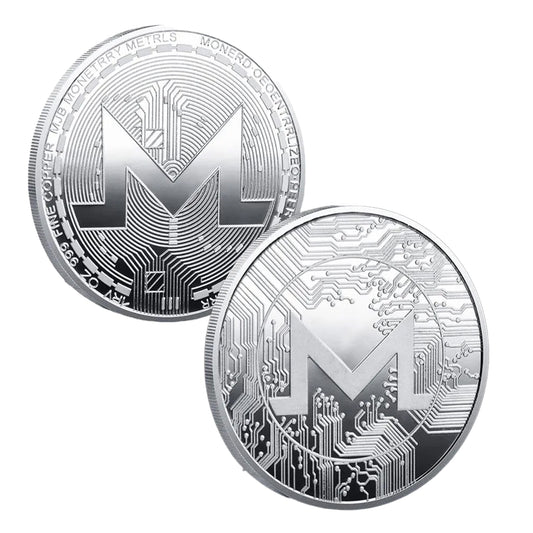 Monero Blockchain Crypto Silver Plated Coin