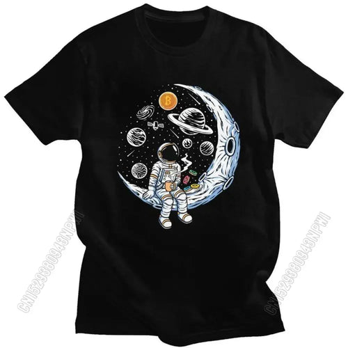 Male Bitcoin Crypto Btc To The Moon T Shirts Cotton Tshirt Novelty