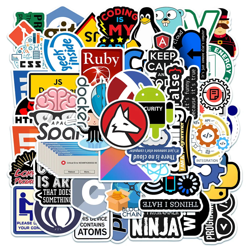 50pcs Programming Stickers Geek Python Java Internet php Docker Html