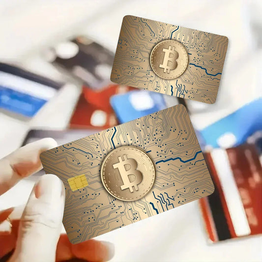 Bitcoin Pattern Stickers 4pcs PVC Credit Card Skin Stickers Removable