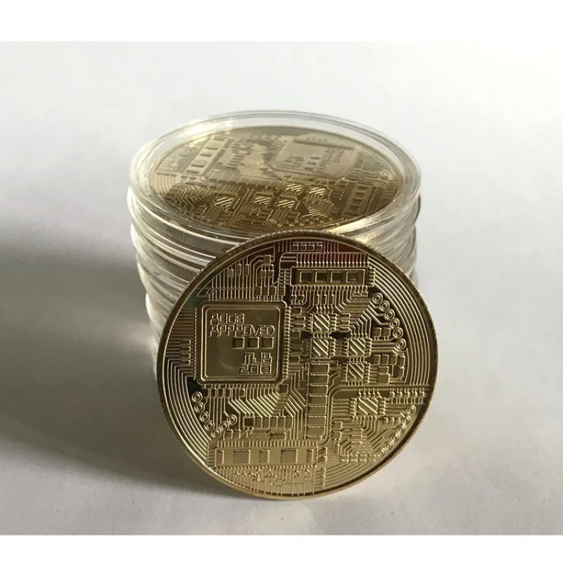 10Gold-plated Bitcoin Coin - Collect Artwork/Memorial