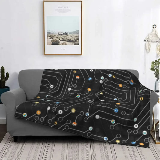3d Printed Blanket Soft Cozy Warm BTC Cryptocurrency Home Bedroom Sofa