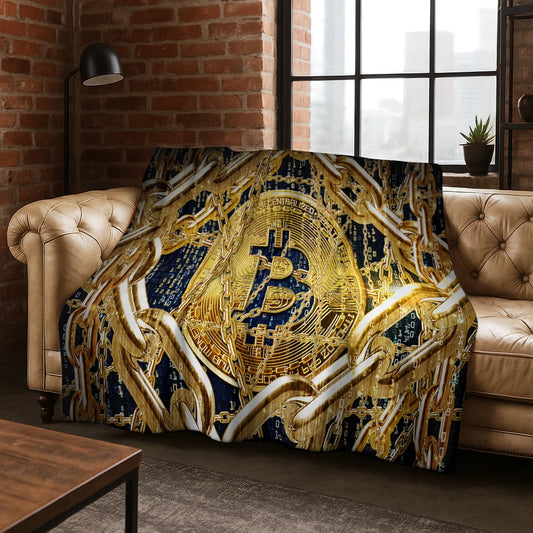 3D HD Bitcoin Money Pattern Flannel Blanket Soft Warm Blanket for Home