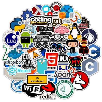 10/30/50pcs Programmer Internet Java Stickers Geek Php Docker Html