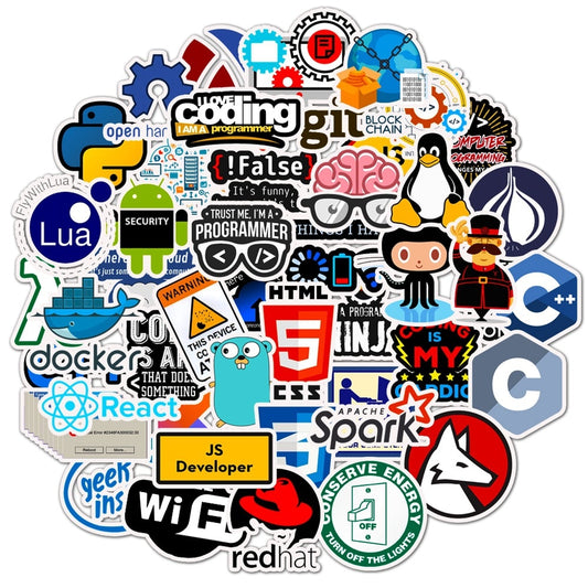 10/30/50pcs Programmer Internet Java Stickers Geek Php Docker Html