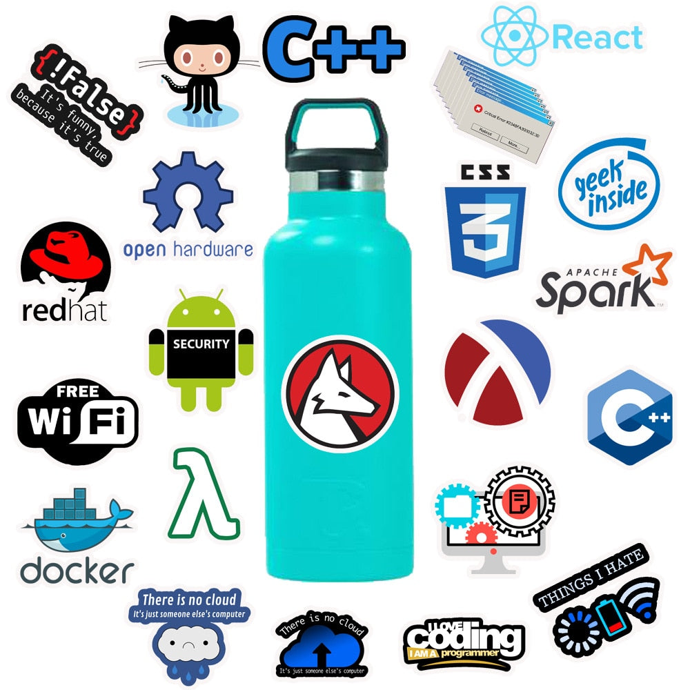 10/30/50pcs Programmer Internet Java Stickers Geek Php Docker Html
