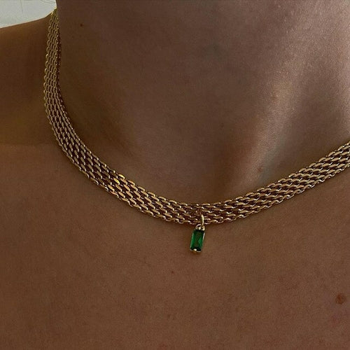 2021 Classic Snake Gold Color Cube Chain Roll Necklace  For Women