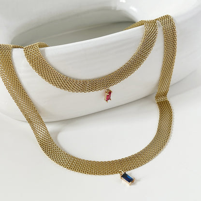 2021 Classic Snake Gold Color Cube Chain Roll Necklace  For Women