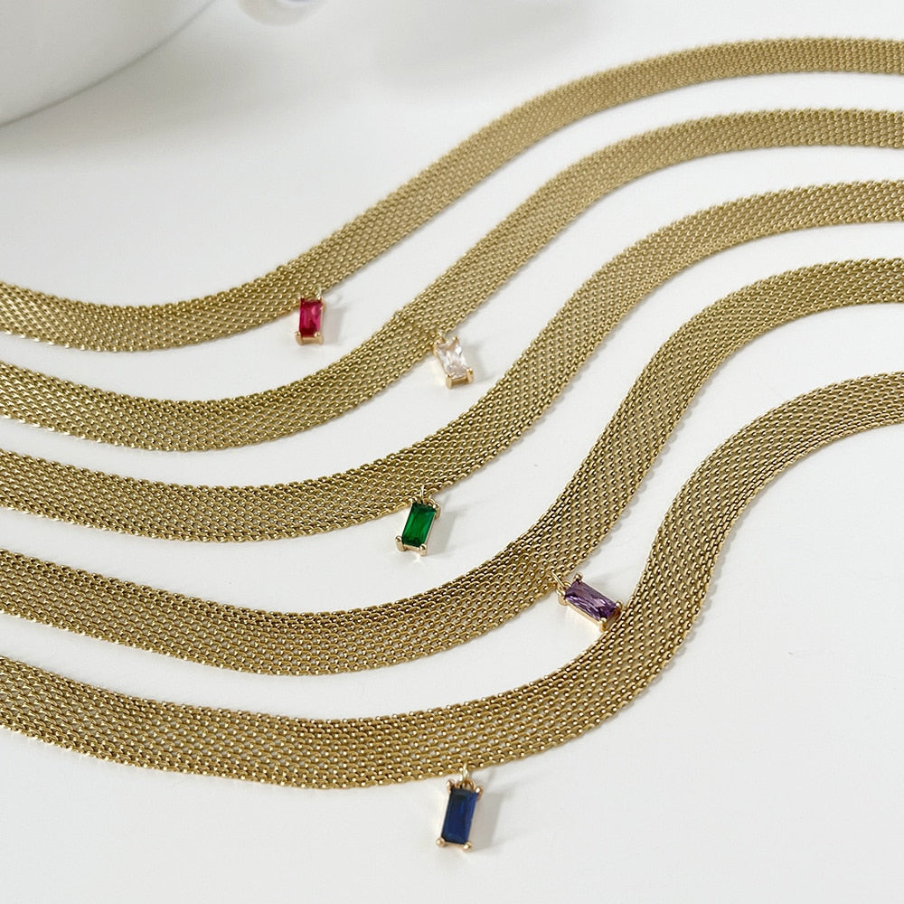 2021 Classic Snake Gold Color Cube Chain Roll Necklace  For Women