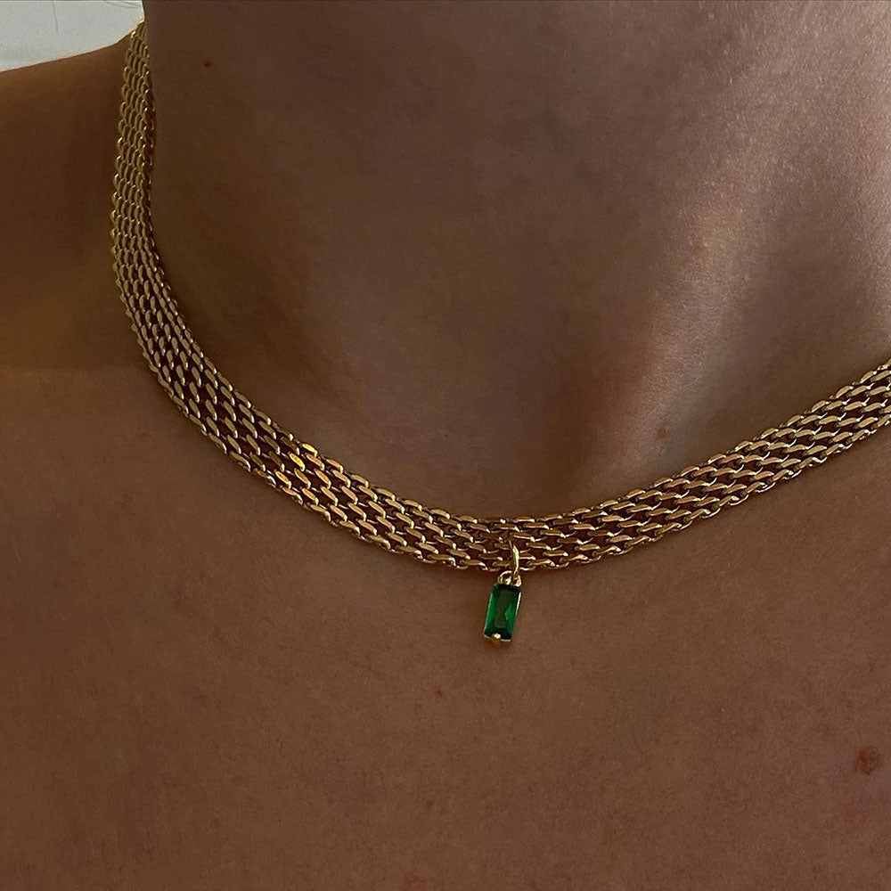 2021 Classic Snake Gold Color Cube Chain Roll Necklace  For Women