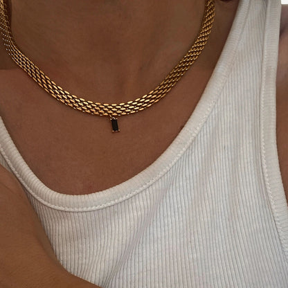 2021 Classic Snake Gold Color Cube Chain Roll Necklace  For Women