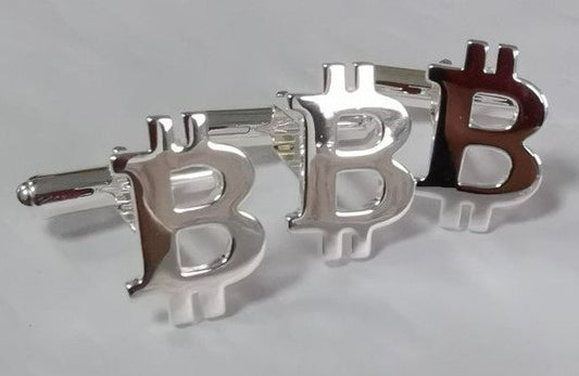 Bitcoin Cufflinks In 925 Sterling Silver