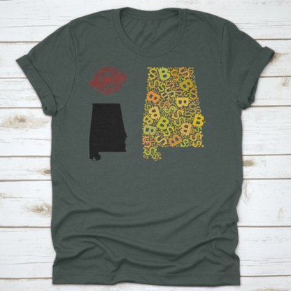 Rubber Philadelphia Stamp, And Bank Mosaic Map Of Alabama State. Red