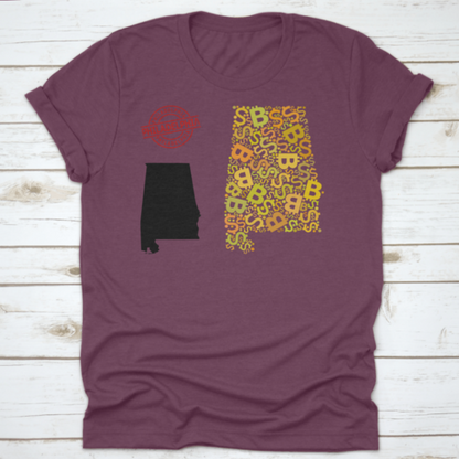 Rubber Philadelphia Stamp, And Bank Mosaic Map Of Alabama State. Red