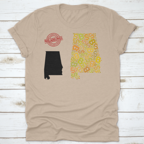 Rubber Philadelphia Stamp, And Bank Mosaic Map Of Alabama State. Red