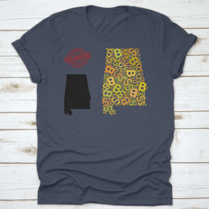 Rubber Philadelphia Stamp, And Bank Mosaic Map Of Alabama State. Red