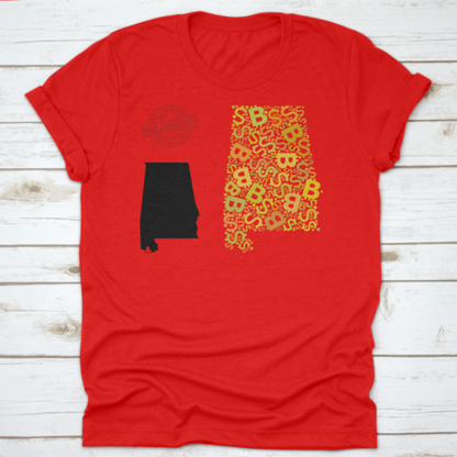 Rubber Philadelphia Stamp, And Bank Mosaic Map Of Alabama State. Red