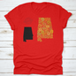 Rubber Philadelphia Stamp, And Bank Mosaic Map Of Alabama State. Red