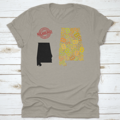 Rubber Philadelphia Stamp, And Bank Mosaic Map Of Alabama State. Red