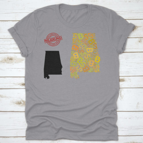 Rubber Philadelphia Stamp, And Bank Mosaic Map Of Alabama State. Red
