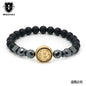 2019 Fashion Luxury Bitcoin Bracelet Men Black Hematite Stone Charm