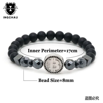 2019 Fashion Luxury Bitcoin Bracelet Men Black Hematite Stone Charm