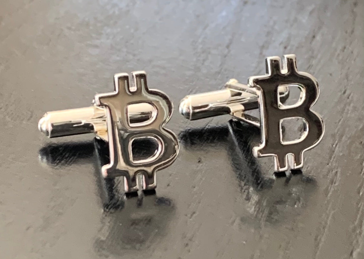 Bitcoin Cufflinks In 925 Sterling Silver