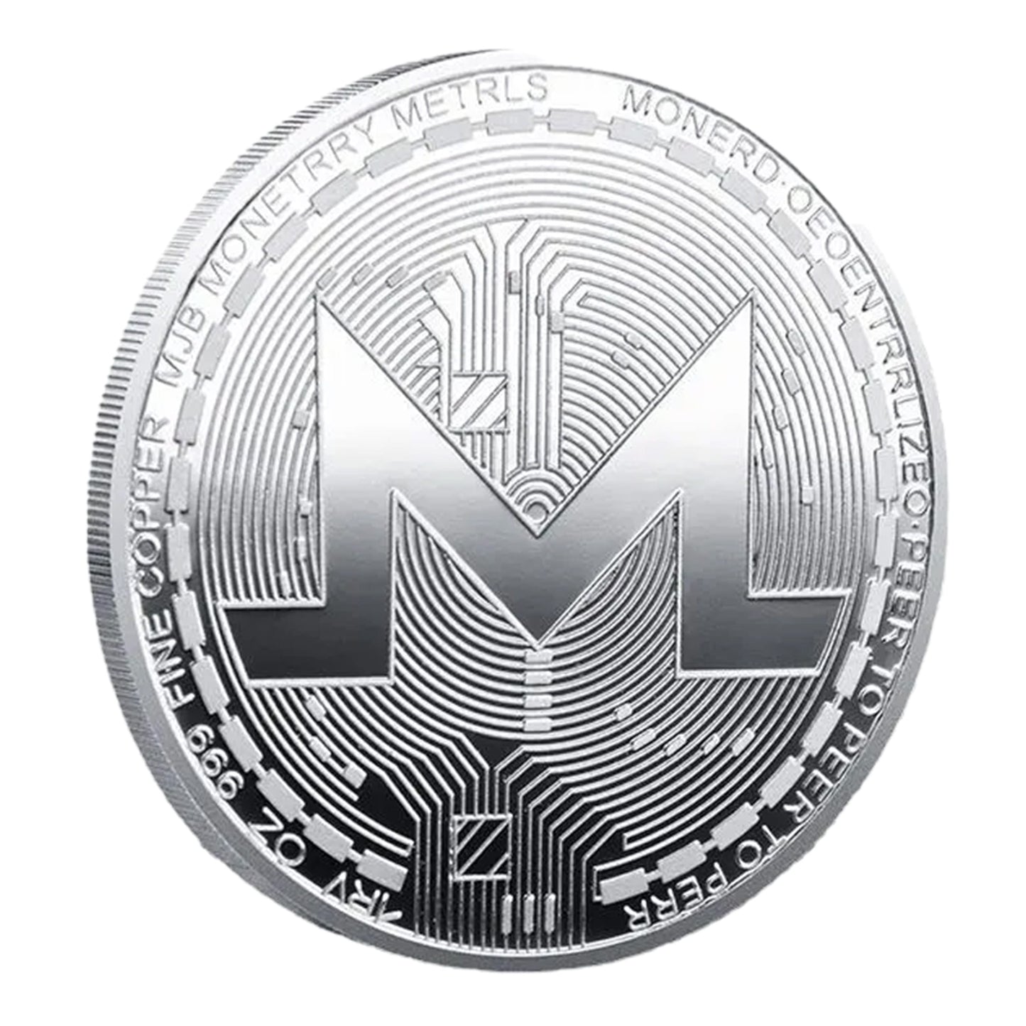 Monero Blockchain Crypto Silver Plated Coin