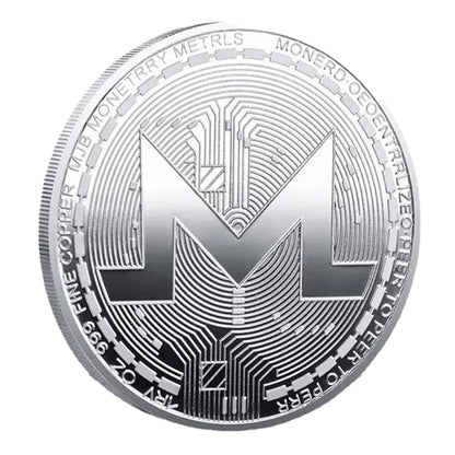 Monero Blockchain Crypto Silver Plated Coin