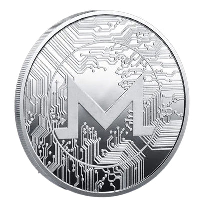Monero Blockchain Crypto Silver Plated Coin