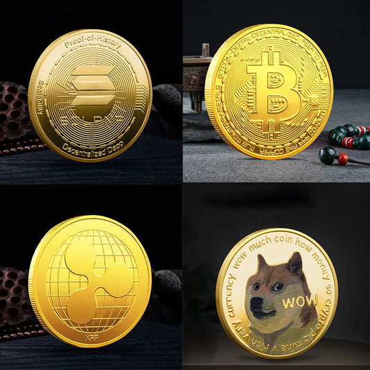 Bitcoin BTC SHIB DOGE XRP Souvenir Coin Physical Metal Crypto Currency