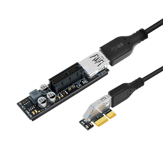 PCI-E Extender PCI E 1X to 1X Riser USB 3.0 Cable SATA Power Working