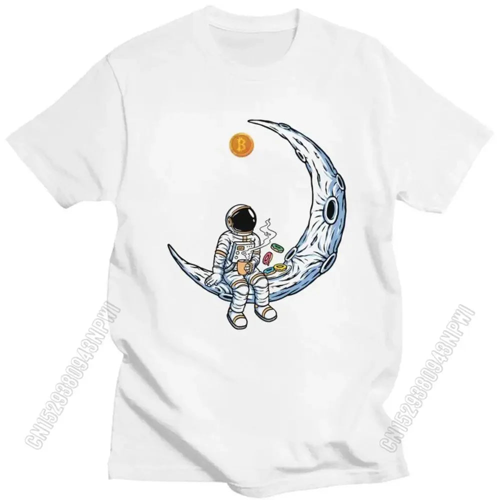 Male Bitcoin Crypto Btc To The Moon T Shirts Cotton Tshirt Novelty