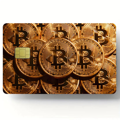 Bitcoin Pattern Stickers 4pcs PVC Credit Card Skin Stickers Removable