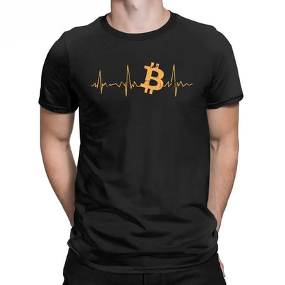 Men's Bitcoin Heartbeat Graphic T Shirts Cryptocurrency Pure  Tops