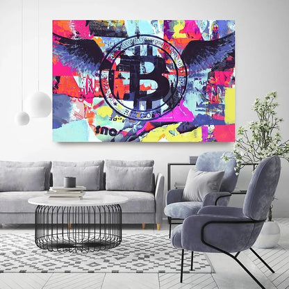 Bitcoin Canvas Art Paintings Graffiti Poster and Print