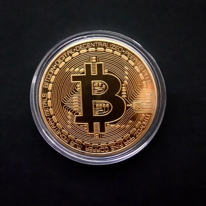 Gold Plated Bitcoin Coin Collectible Art Collection Gift Physical