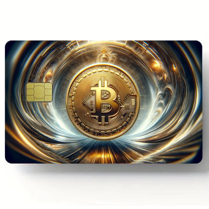 Bitcoin Pattern Stickers 4pcs PVC Credit Card Skin Stickers Removable