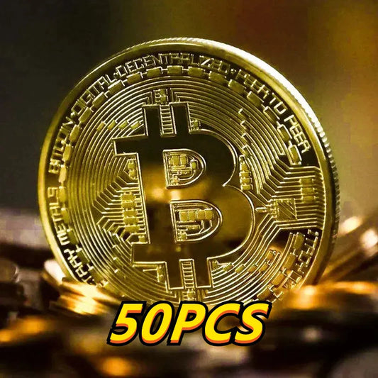 60-2PCS Gold Plated Bitcoin Coin Collectible Art Collection Gift