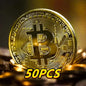 60-2PCS Gold Plated Bitcoin Coin Collectible Art Collection Gift