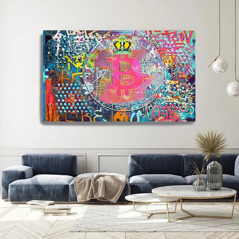 Bitcoin Canvas Art Paintings Graffiti Poster and Print