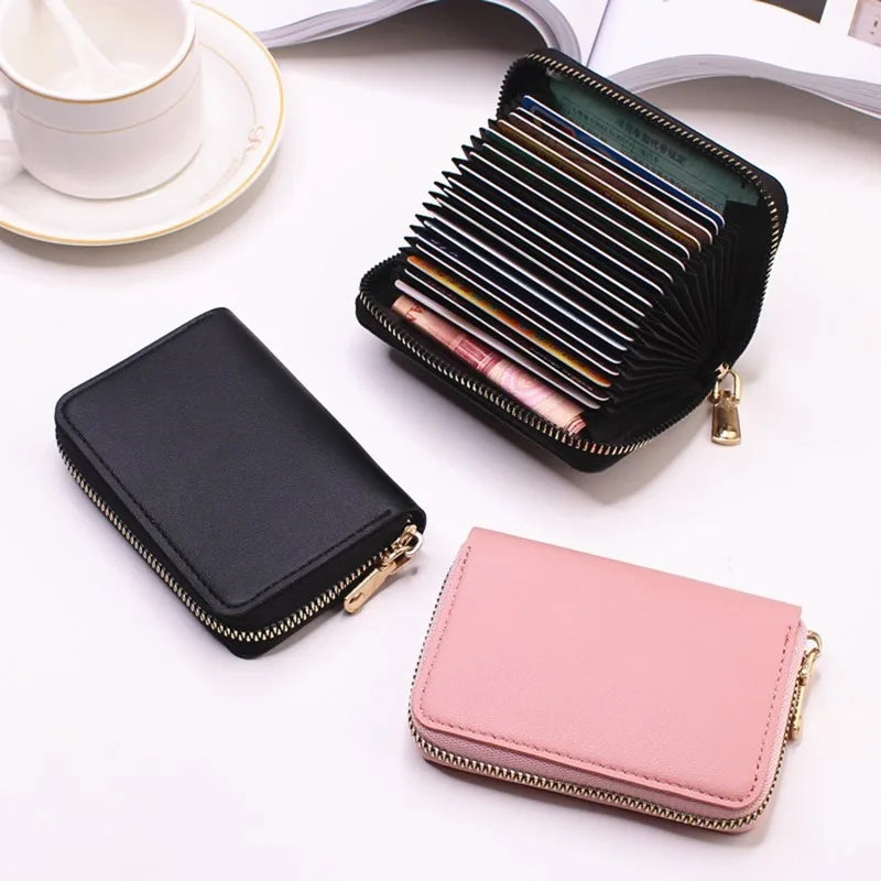 Business Card Holder Wallet Women/ Black/pink/blue/red Bank/ID/ Card