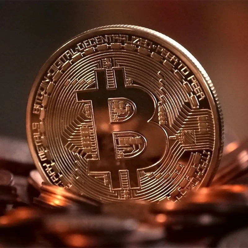 Gold Plated Bitcoin Coin Collectible Art Collection Gift Physical