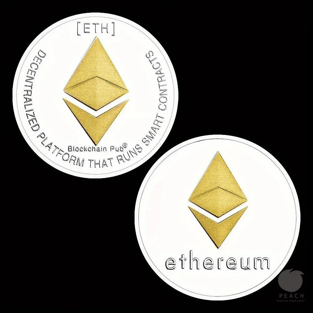 Ethereum Coin Souvenir Commemorative Silvery Plated Collectibles Coin