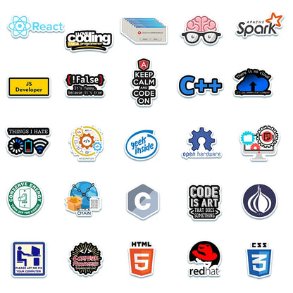 10/30/50pcs Programming Stickers Geek Python Java Internet php Docker