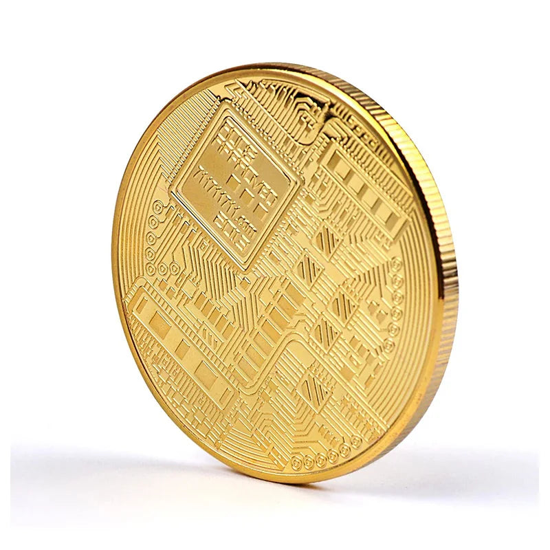 5PCSGold Plated Bitcoin Coin Collectible Art Collection Gift Physical