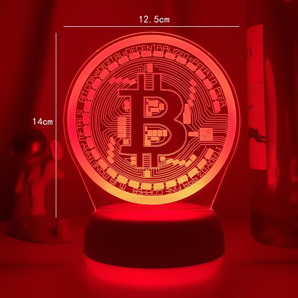Acrylic Led Night Light Bitcoin for Room Decorative Nightlight Touch