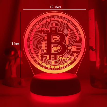 Acrylic Led Night Light Bitcoin for Room Decorative Nightlight Touch