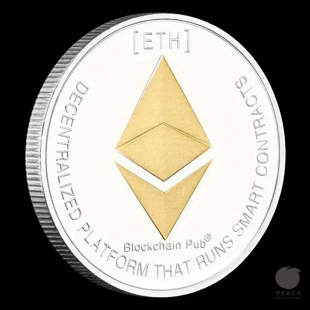 Ethereum Coin Souvenir Commemorative Silvery Plated Collectibles Coin